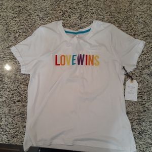 New! "Love Wins" Short-Sleeve White Cotton Tee 1X & 2X Sweet Soul Clothing Co